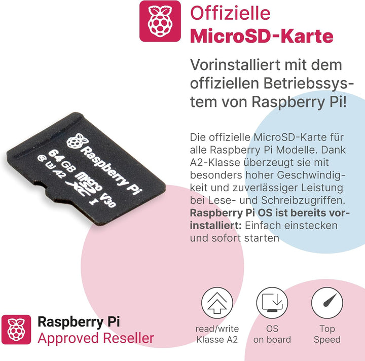 Raspberry Pi 4 Starterkit (1GB RAM) Komplett-Set von BerryBase, MicroSD-Karte mit Raspberry Pi OS, o