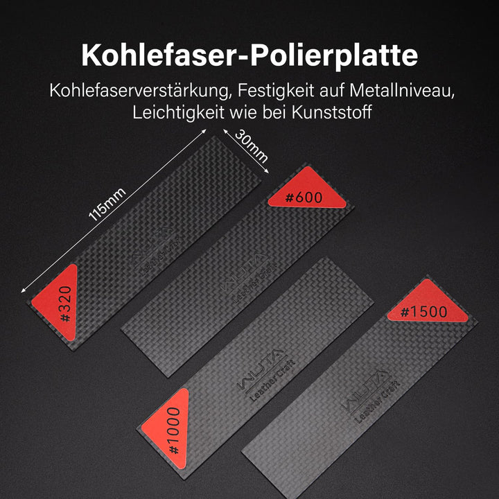 WUTA Schleifpapier Set mit Kohlefaser-Platten, 120 Blätter selbstklebend in 4 Körnungen (320/600/100