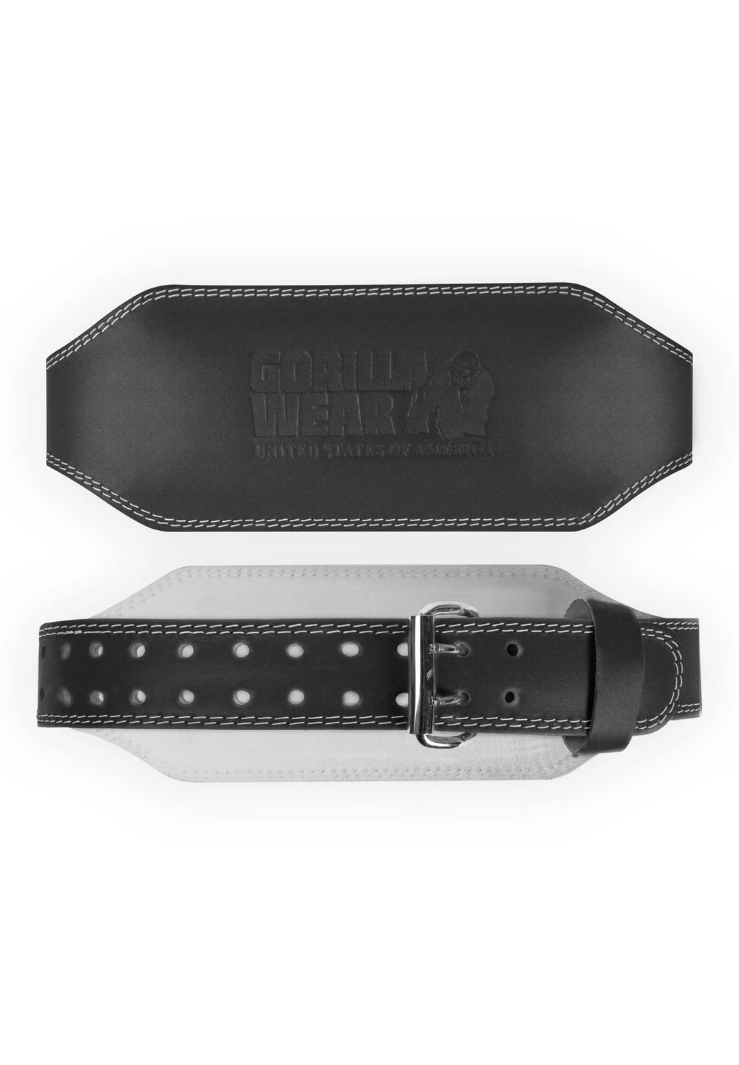 Gorilla Wear - 6 Inch Padded Leather Lifting Belt - Schwarz/Schwarz - Bodybuilding Krafttraining Gym