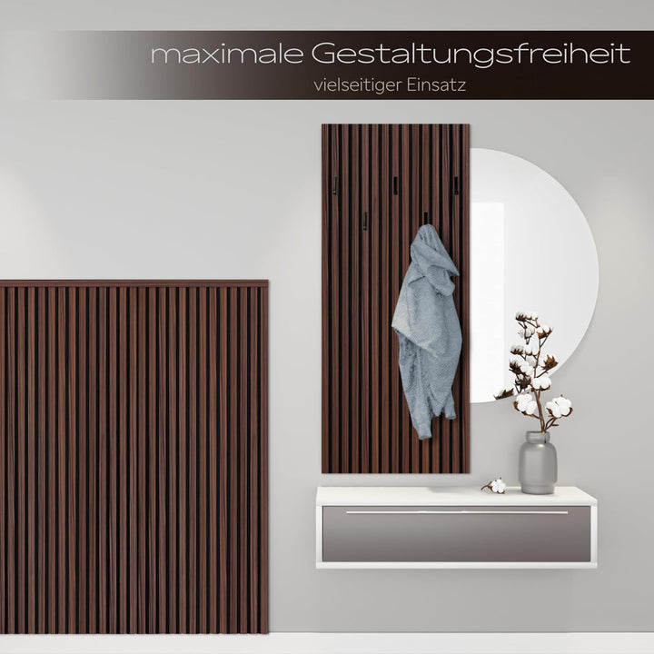 HEXIM Akustikpaneele 138,5x60cm Holz Comfort - flexible Holzpaneele Platten Lamellenwand MDF Wandpan