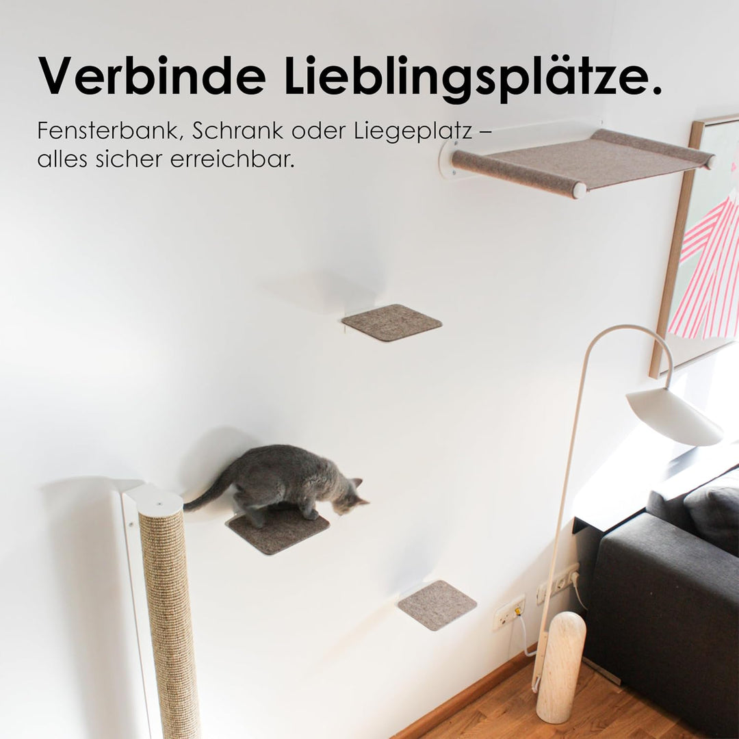 LucyBalu® STEPS Katzentreppe Wand Innen &amp; Aussen 3er Set | Katzen Kletterwand | Wandpark für Katzen
