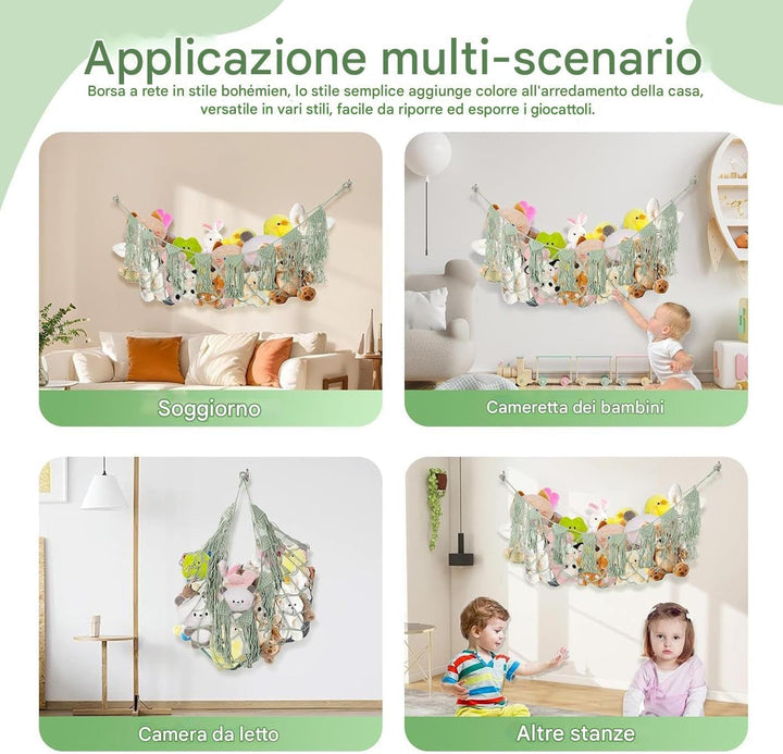 Hängematte für Plüschtiere | Ästhetischer Wand-Organizer - Stricknetz für Plüschpuppen Organizer für