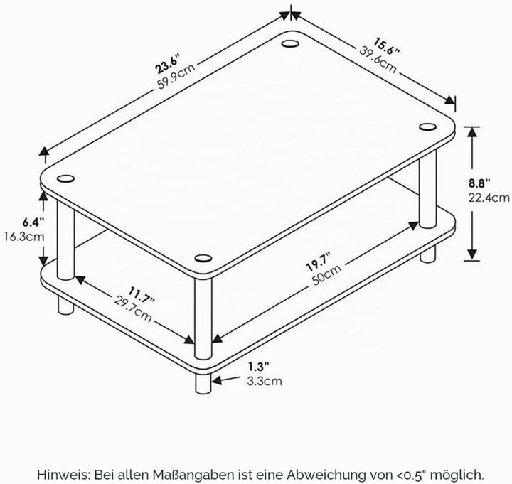 Furinno Just 2-Tier No Tools Fernsehstand, TV-Ständer, Couchtisch, Weiss, 59.9 (Breite) x 22.4 (Höhe
