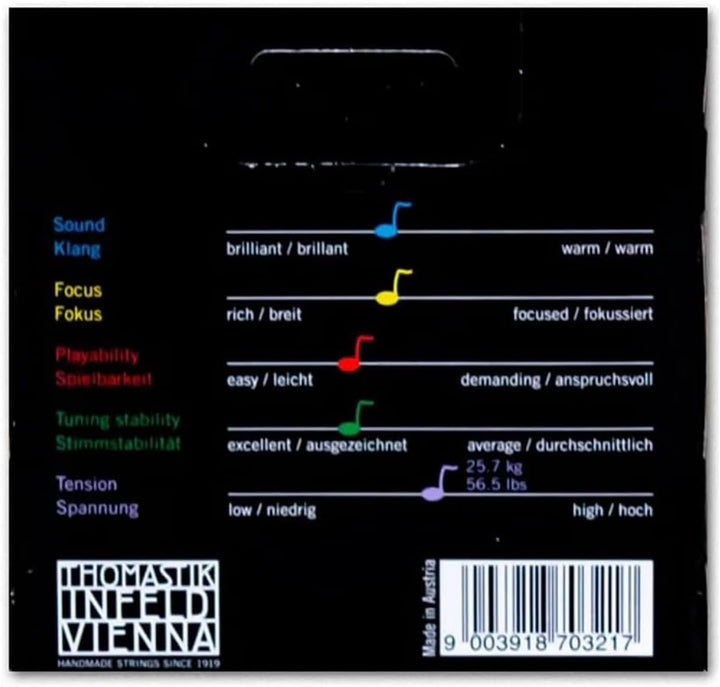 Thomastik 637920 Saiten für Viola PETER INFELD Synthetic Core, Satz 4/4 mittel