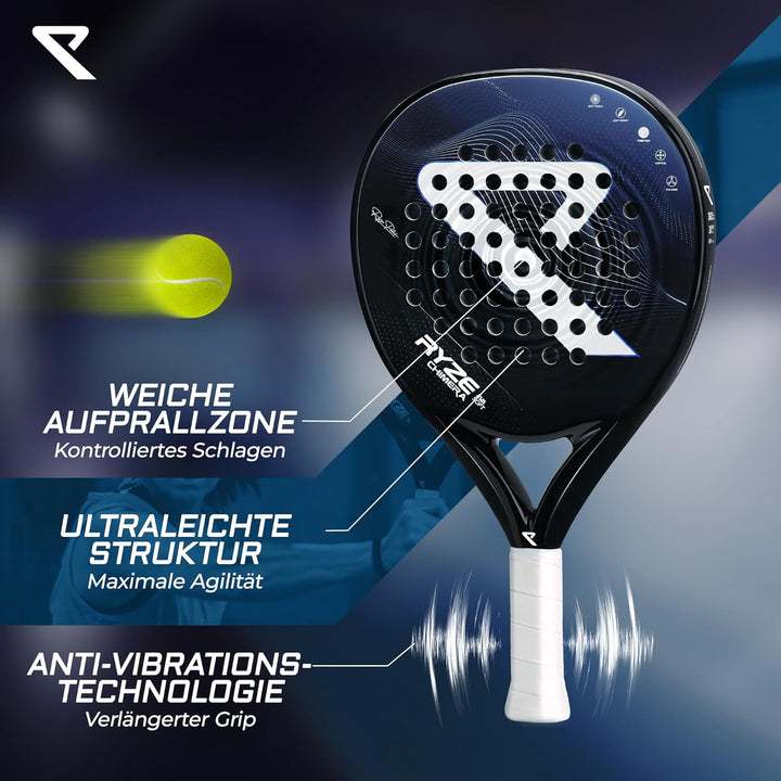 RYZE Chimera - Padel Schläger aus Kohlefaser &amp; Fiberglas - Maximale Kontrolle &amp; Präzision - Ultralei