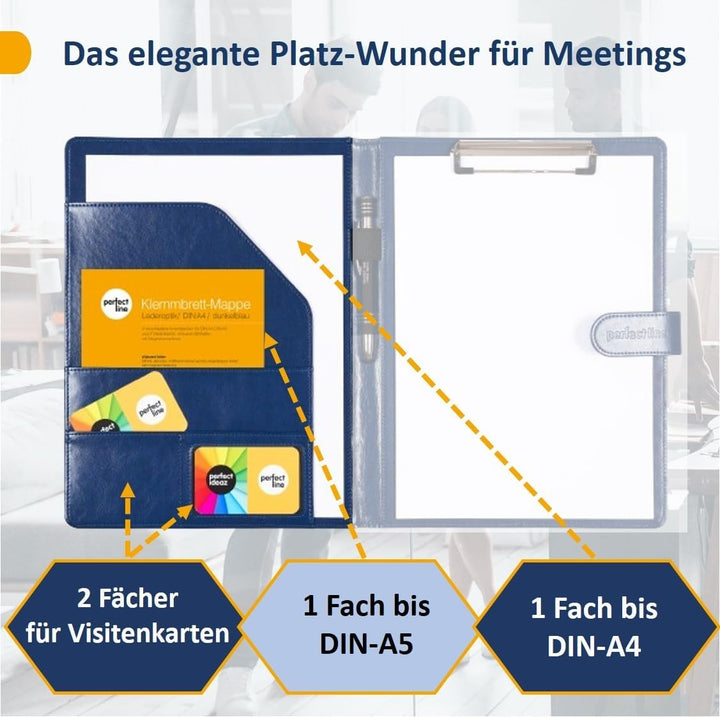 perfect line - Klemmbrettmappe DIN-A4 mit Magnetverschluss - aus strapazierfähigem Kunstleder in sti