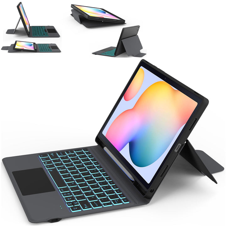 für Samsung Galaxy Tab S6 Lite 10,4 Zoll 2024/2022/2020 Hülle mit Tastatur QWERTZ : 7-Farbige Beleuc