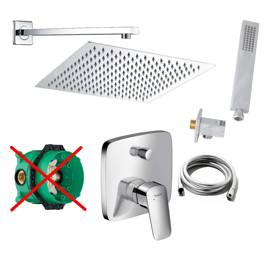 vanvilla Duschsystem mit Unterputz Duscharmatur von Hansgrohe Logis und vanvilla Regendusche mit Arm