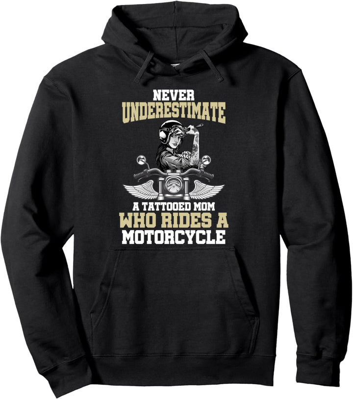 Tätowierte Biker Mama Muttertag Geschenk Motorradfahrer Pullover Hoodie
