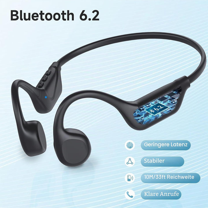 IFECCO Knochenschall Kopfhörer Bluetooth 5.4 - Open Ear Bone Conduction Kopfhörer Kabellos,IPX5 wass