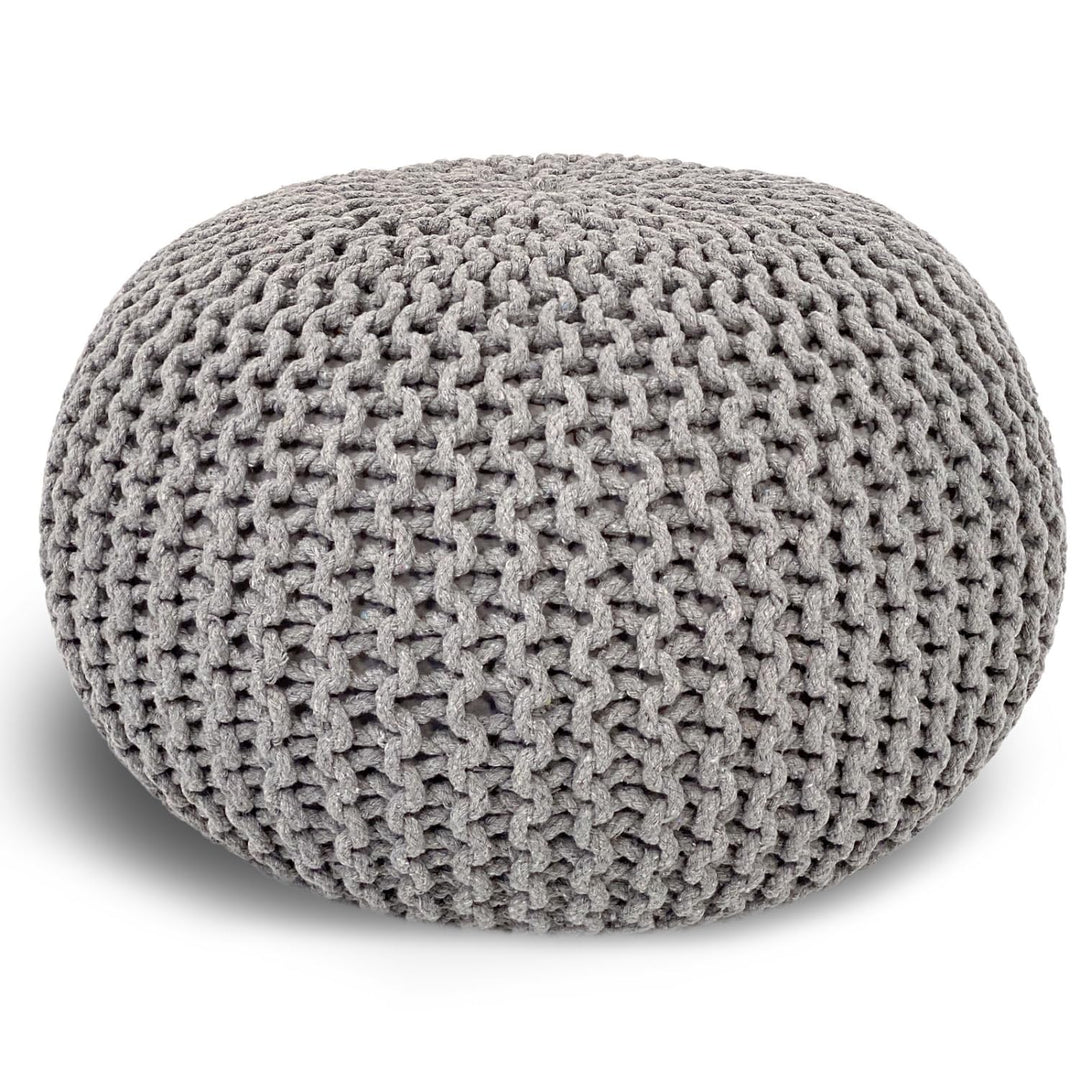 casamia Pouf Ø 55 o. 45 cm Sitzpouf Strickhocker Sitzpouf Bodenkissen nachhaltig Grobstrick Optik Gr