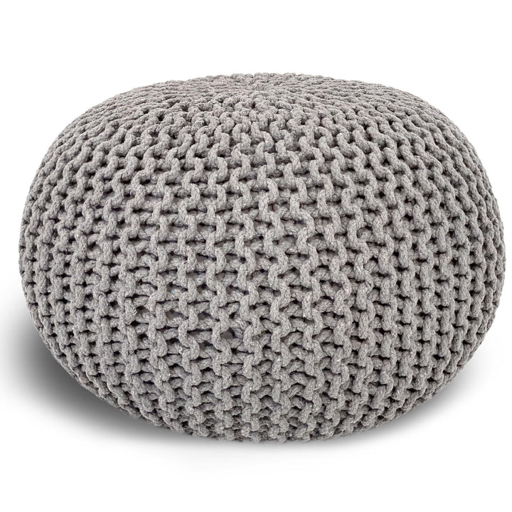 casamia Pouf Ø 55 o. 45 cm Sitzpouf Strickhocker Sitzpouf Bodenkissen nachhaltig Grobstrick Optik Gr