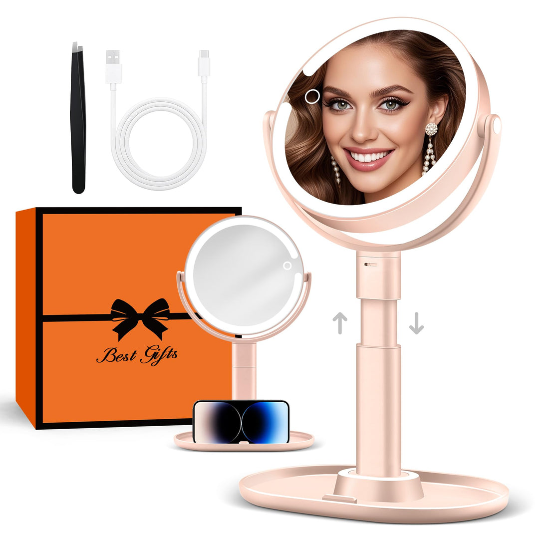 B Beauty Planet Beleuchteter Makeup Spiegel 30X Vergrösserungsspiegel mit 3 Farblicht, dimmbare LED
