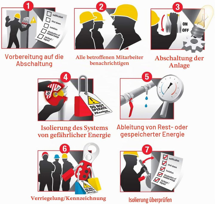 Master Lock 410RED Thermoplastisches Sicherheitsvorhängeschloss für Mechanische Verriegelungen, Rot,