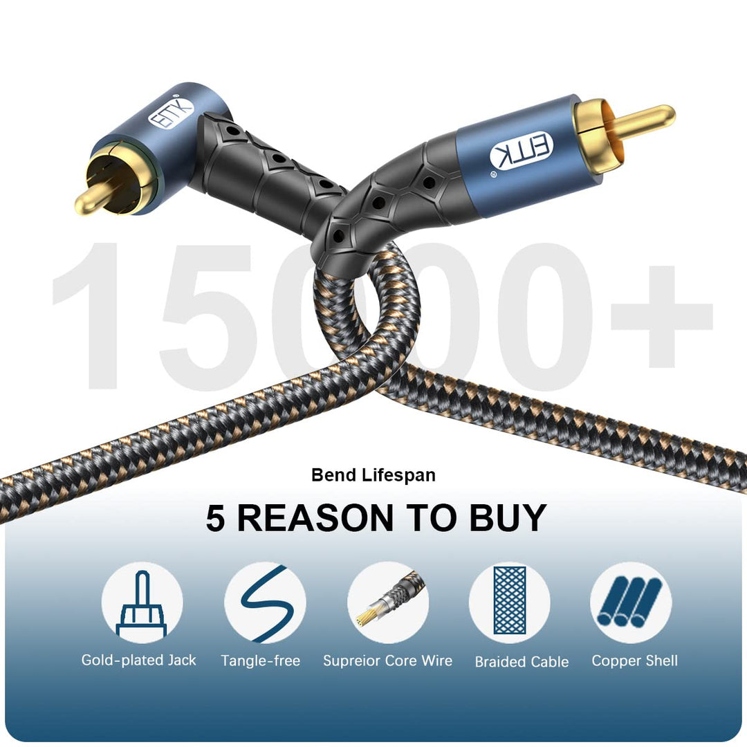 EMK Subwooferkabel Winkelstecker Cinch Kabel Rechteckiges RCA Cable Digitales Koaxialkabel 90 Grad C