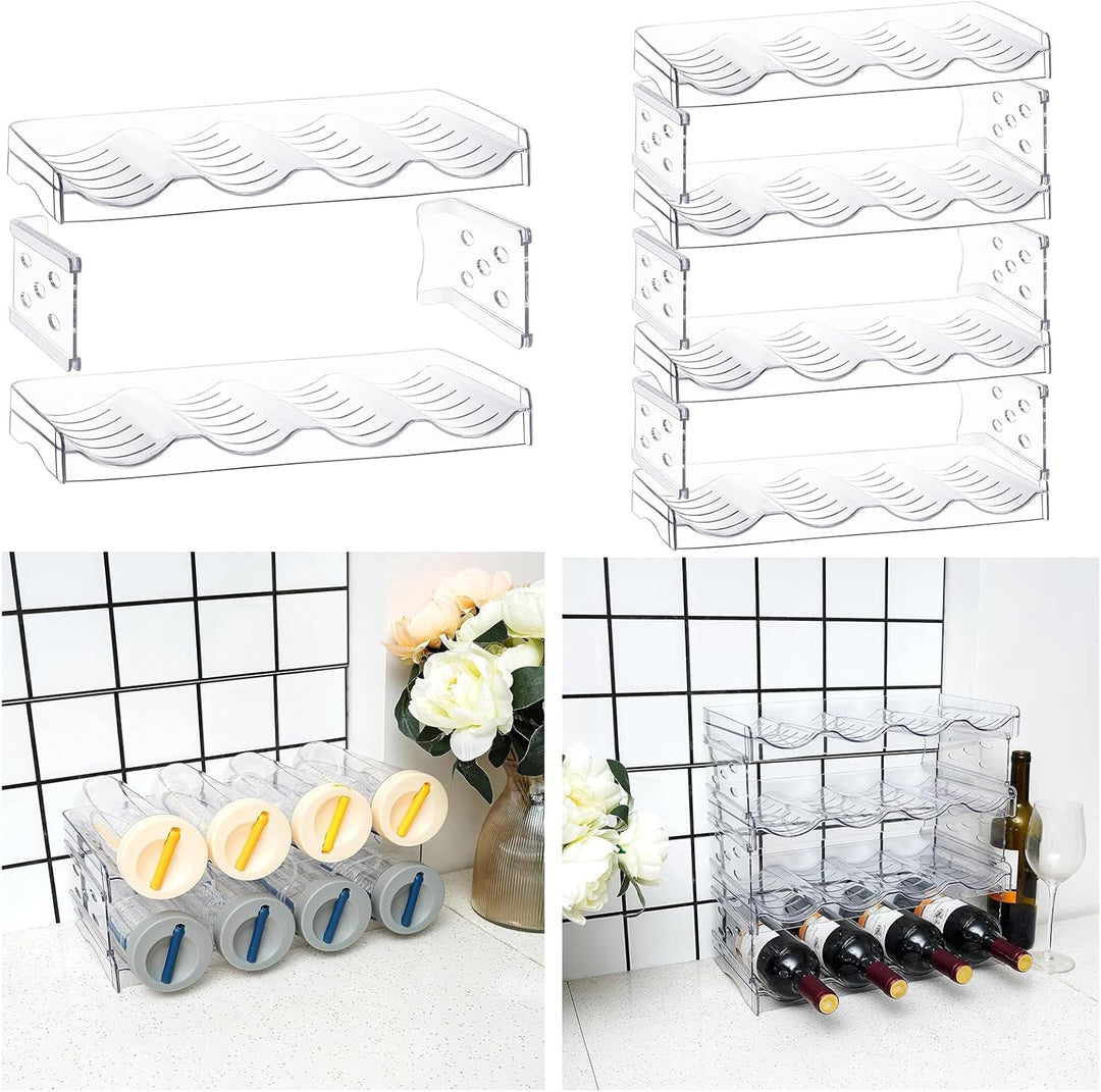 Flaschen Organizer, 2er Set Fasst 8 Behälter, Stapelbarer Flaschenhalter, Flaschenablage, Flaschen O