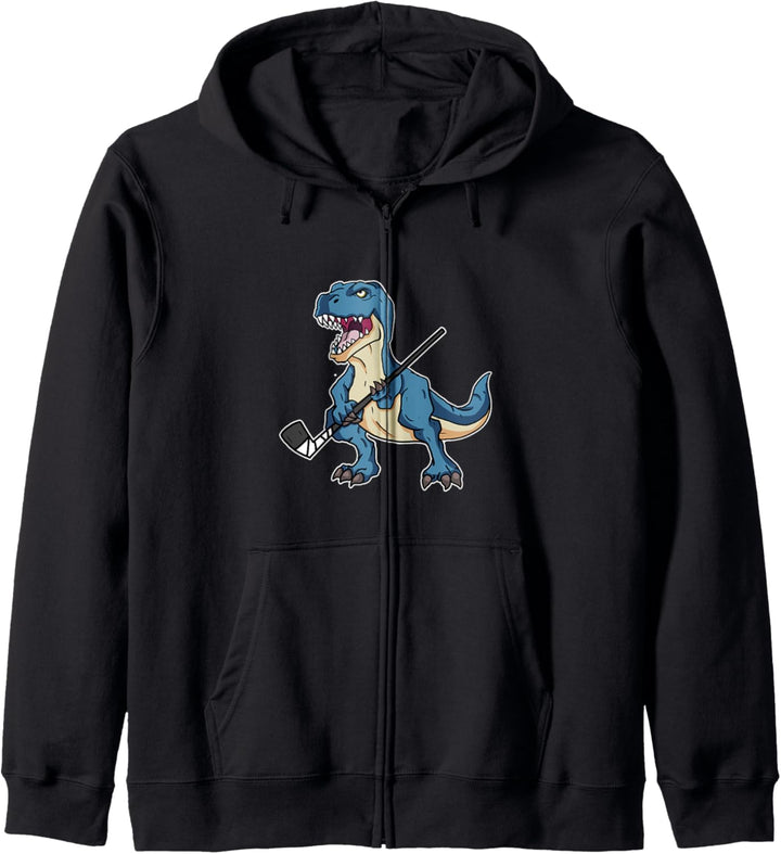 Lustiges Dinosaurier Geschenk Hockey Hockeyspieler Kapuzenjacke