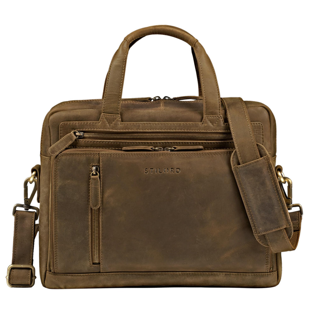 STILORD 'Avery' Businesstasche Leder Damen Herren Umhängetasche Vintage Aktentasche Arbeitstasche 13
