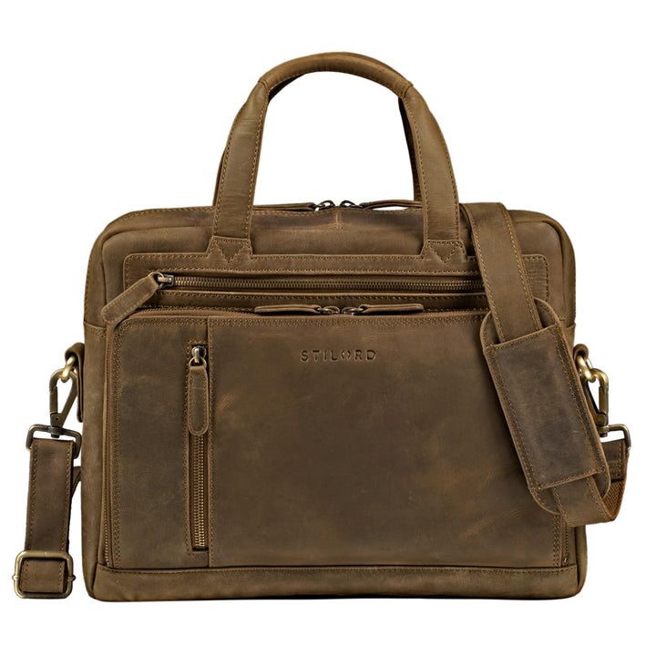 STILORD 'Avery' Businesstasche Leder Damen Herren Umhängetasche Vintage Aktentasche Arbeitstasche 13