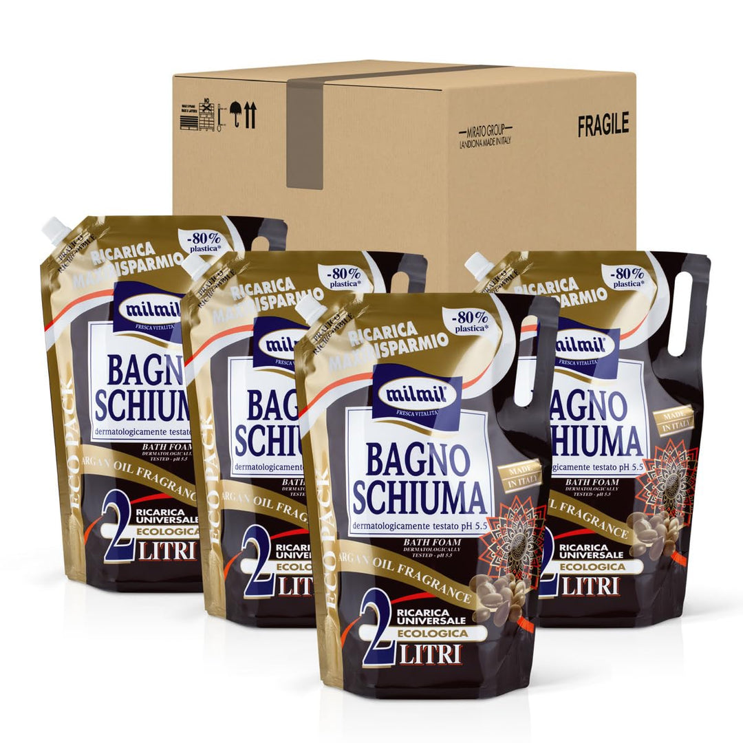 Milmil Duschgel, Duft Argan & Honig, Universal-Nachfüllpackung Maxirisparmio, Dermatologisch geteste