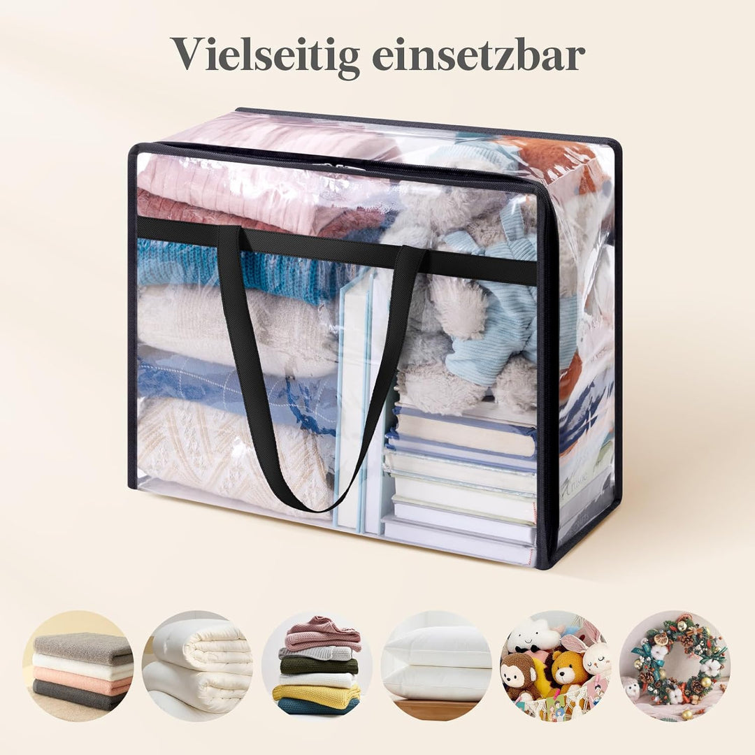 Lifewit 4 Stück Transparente Plastik Aufbewahrungstasche, 40L Kleiderschrank Organizer Aufbewahrungs