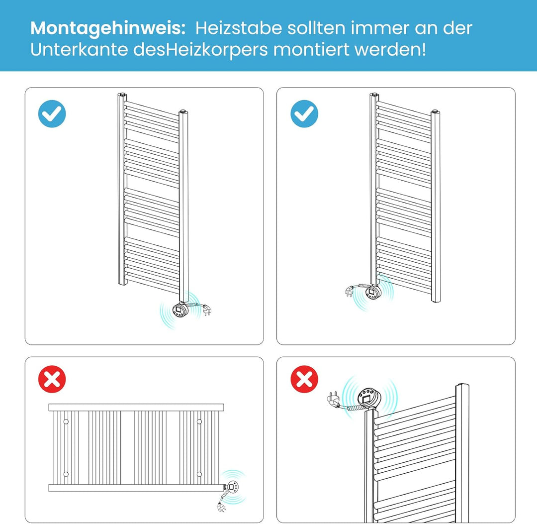 Heilmetz Smart WiFi Badheizkörper Elektrisch 100x40cm Elektrischer Handtuchtrockner mit Thermostat u