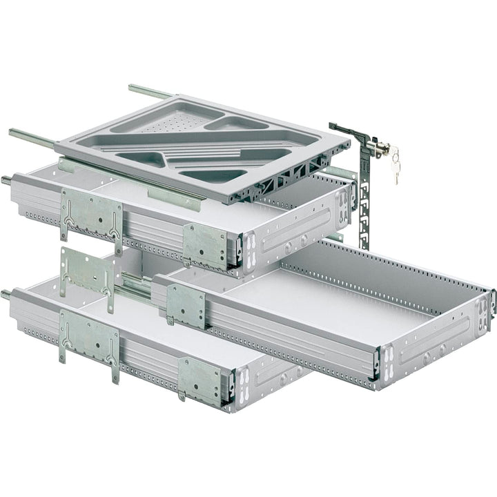 Hettich 41064 Systema TOP 2000 Container-Set SIL Sys, Vollauszug, ET 530, alu, Aluminium, Aluminium