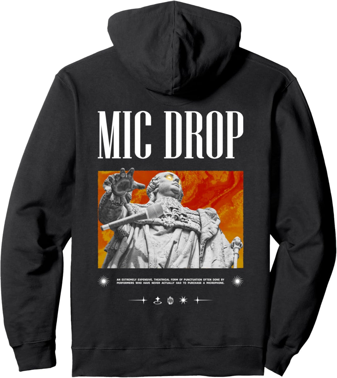 Mic Drop Backprint - Sad Aesthetic Edgy Streetwear Pullover Hoodie