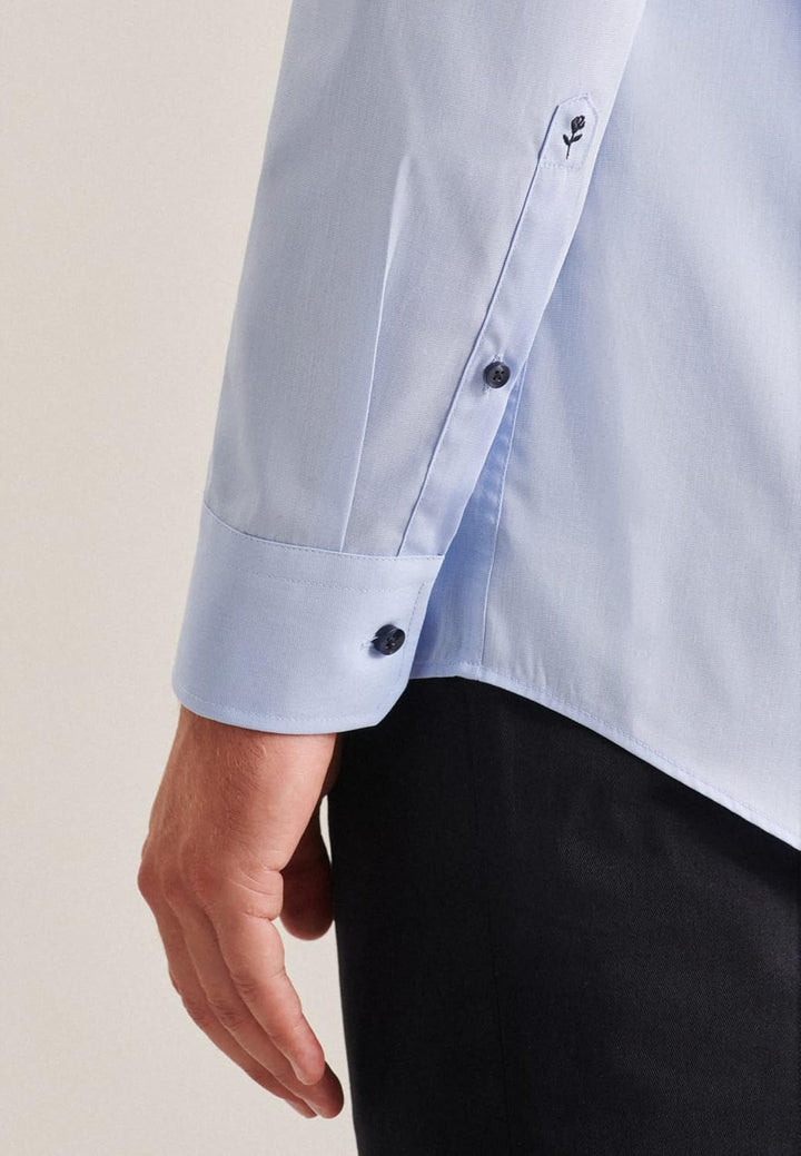 Seidensticker Herren Regular Fit Langarm Popeline Hemd, Hellblau