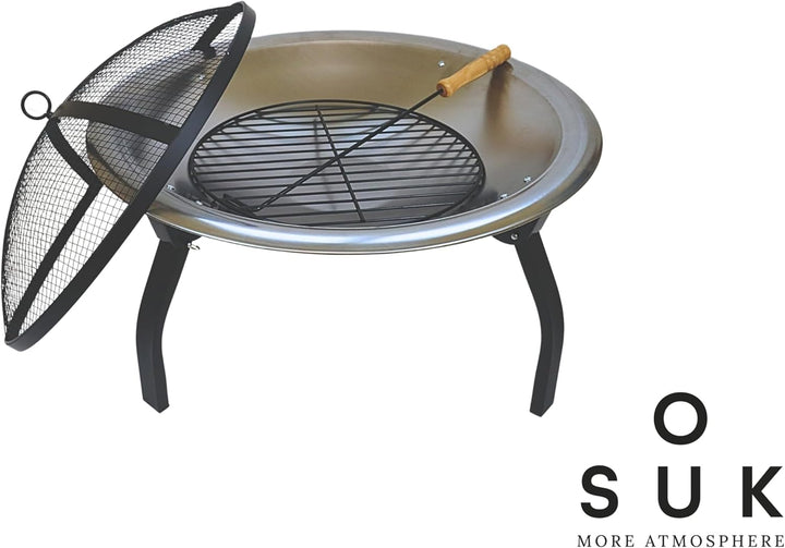 SOUK ONE Feuerschale Ibiza Edelstahl, Feuerschale Ø 56 cm - Feuerstelle für den Garten, Funkenschutz