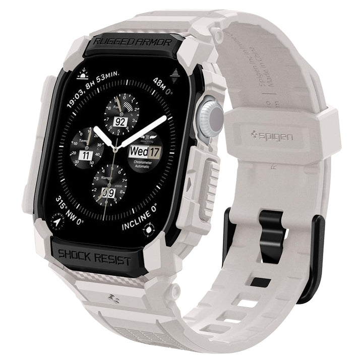 Spigen Rugged Armor Pro Hülle mit Armband Kompatibel mit Apple Watch 11/10 46mm (2025/2024) Dünenbei