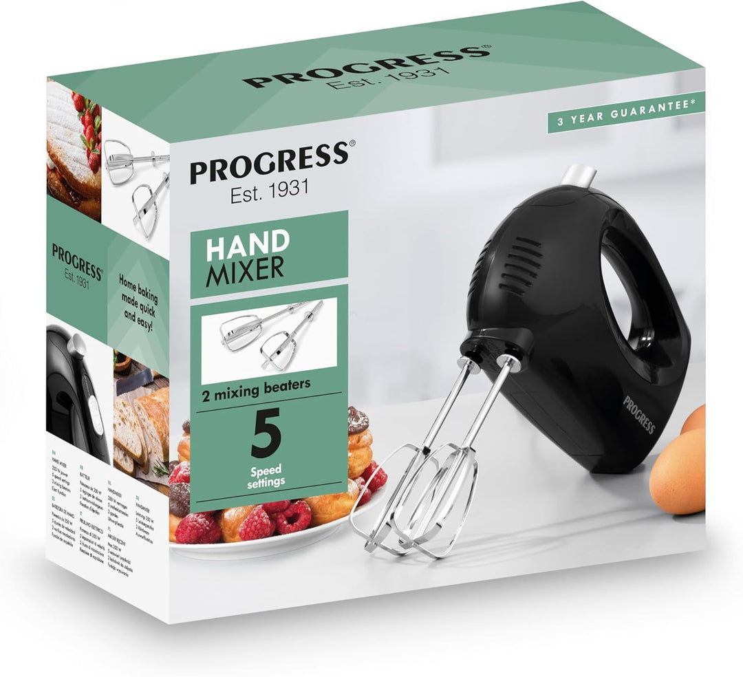 Progress EK5901PVDE Handmixer – elektrische Handquirle mit 5 Geschwindigkeitsstufen, Auswurffunktion