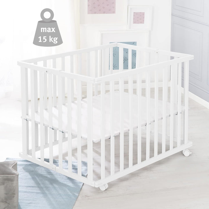 roba Laufgitter klappbar 75 x 100 cm - Platzsparender und faltbarer Baby Laufstall - Mobiles Krabbel