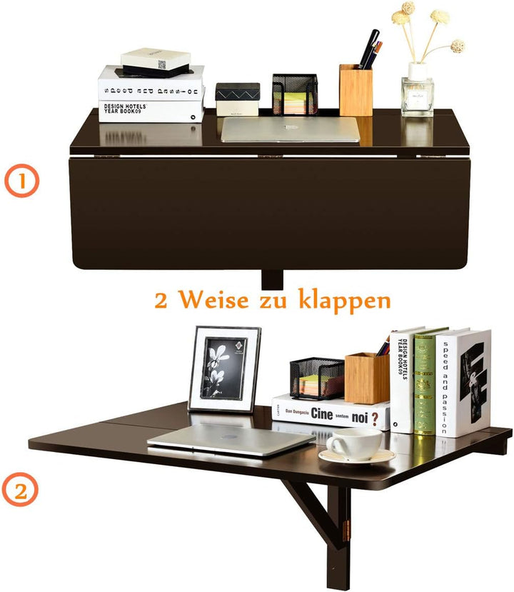 RELAX4LIFE Wandtisch klappbar, platzsparender Esstisch, Schreibtisch für Esszimmer &amp; Studierzimmer,