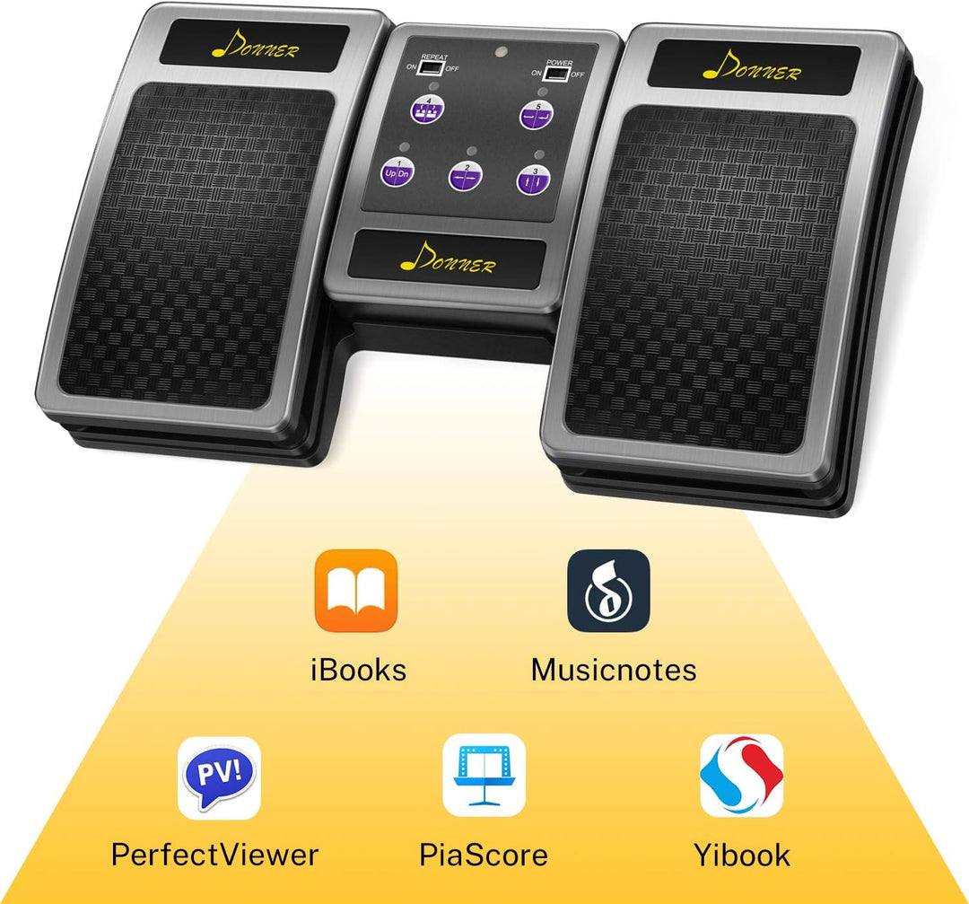 Donner Bluetooth Page Turner Pedal für Tablet Ipad Wiederaufladbar, Silber