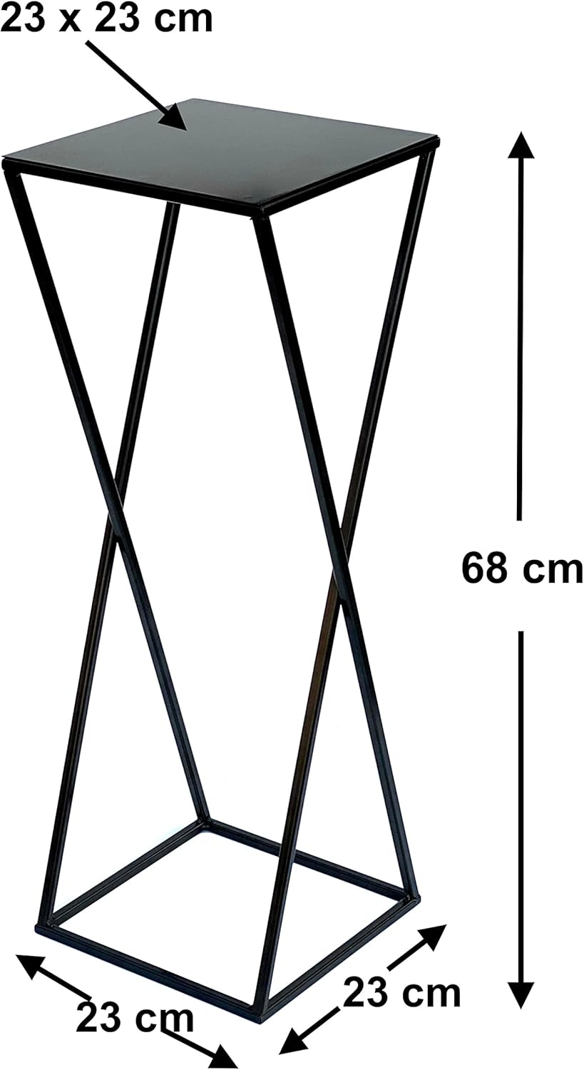DanDiBo Blumenhocker Metall Schwarz Eckig 68 cm Blumenständer Beistelltisch 437 Blumensäule Modern P