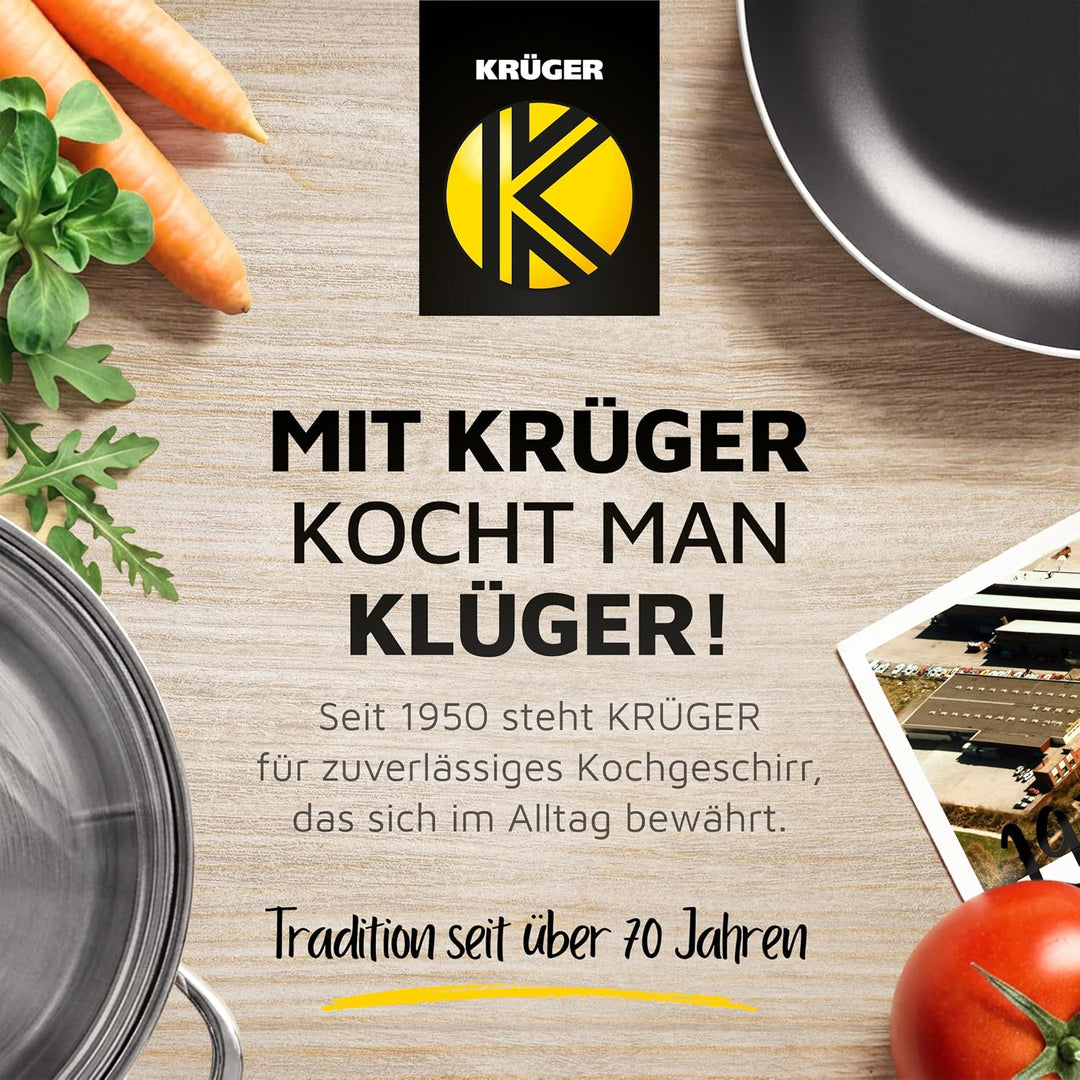 Karl Krüger Eisenguss Bratentopf oval Savanna, creme/schwarz, 34 cm, Creme