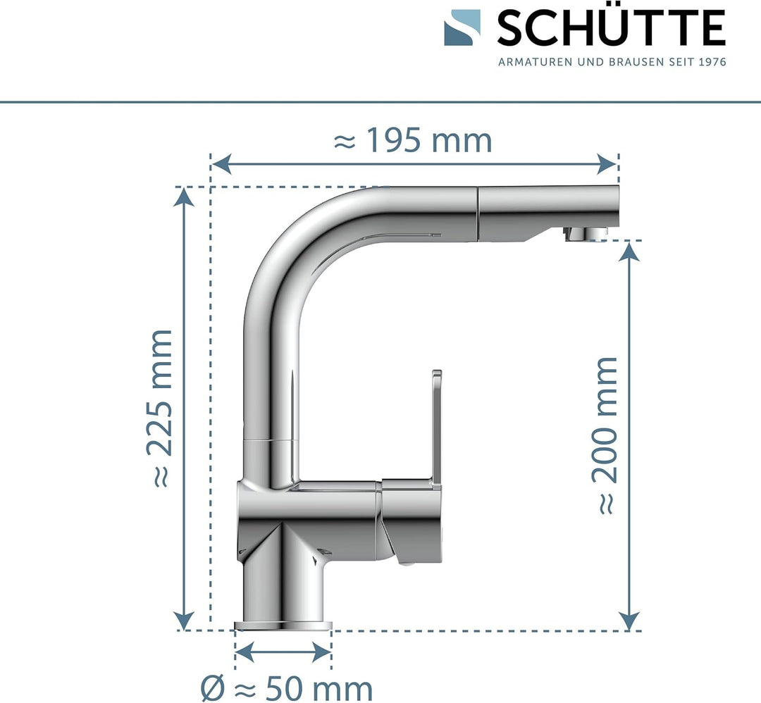 SCHÜTTE 79710 LONDON Wasserhahn fürs Bad, Waschtischarmatur mit herausziehbarer Brause, Haarbrause,