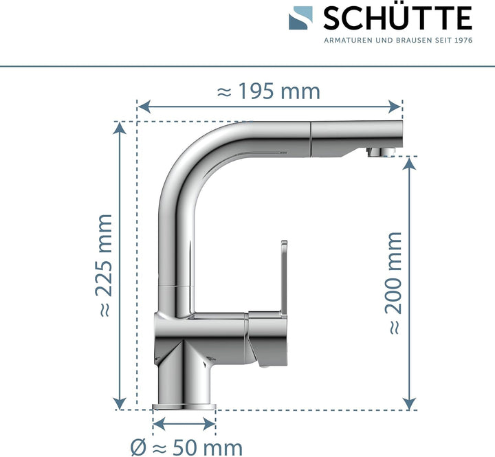 SCHÜTTE 79710 LONDON Wasserhahn fürs Bad, Waschtischarmatur mit herausziehbarer Brause, Haarbrause,