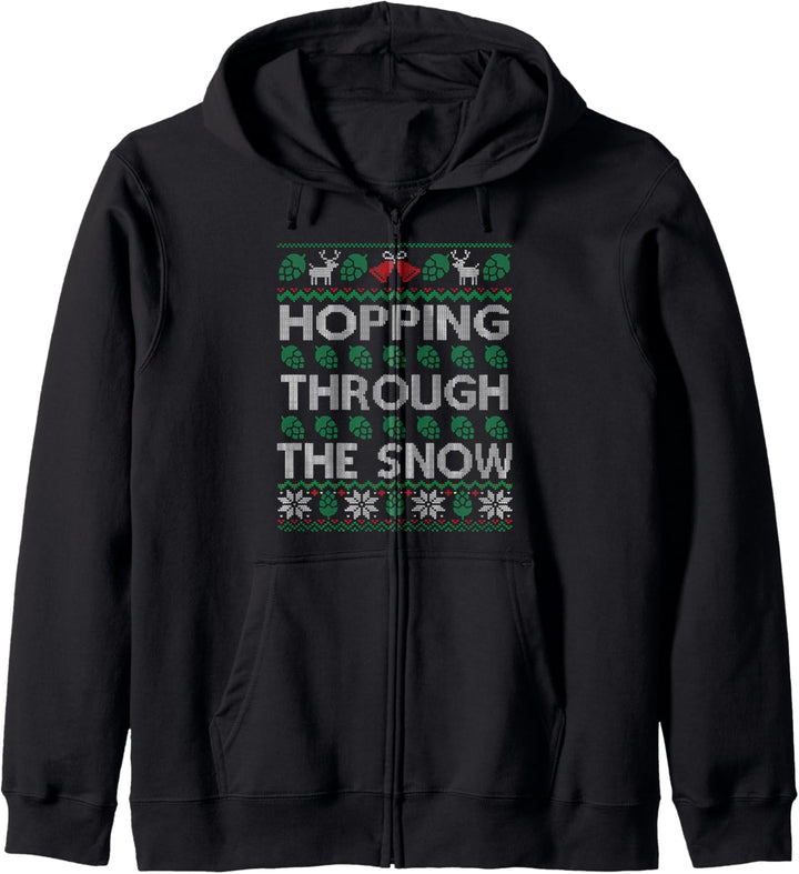 Hopping Through The Snow | Craft Beer Hässliche Weihnachten Kapuzenjacke
