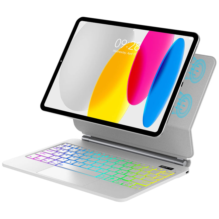 JADEMALL Magic Keyboard für iPad A16 11. Generation und iPad 10. Generation mit 7-Farben-Beleuchtung