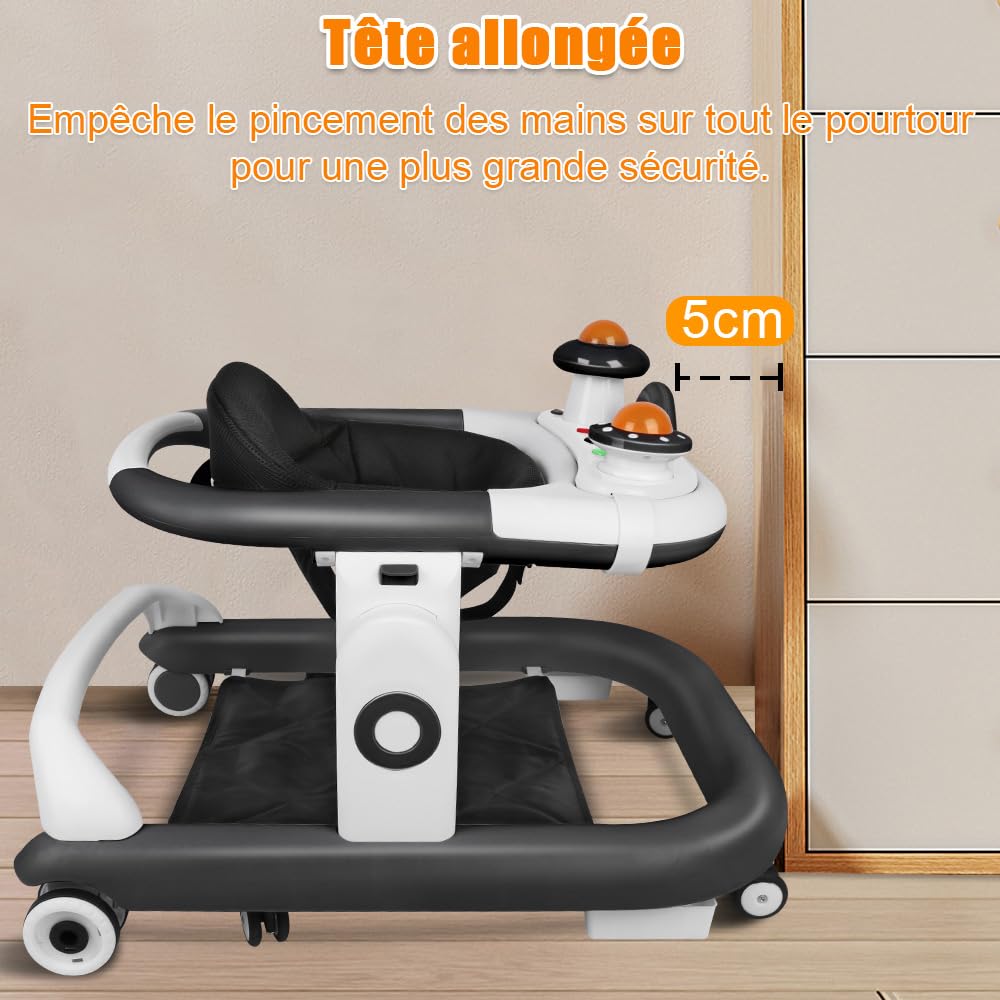 Lauflernhilfe für Babys, mit Spielset und Bodenmatte, robust, faltbar, mit 5 verstellbaren Positione