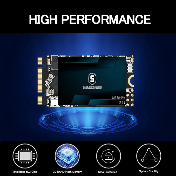 SHARKSPEED SSD 256GB M.2 2242 42mm NGFF TLC 3D NAND SATA 3 (6Gb/s), SSD Festplatte Interne Solid Sta