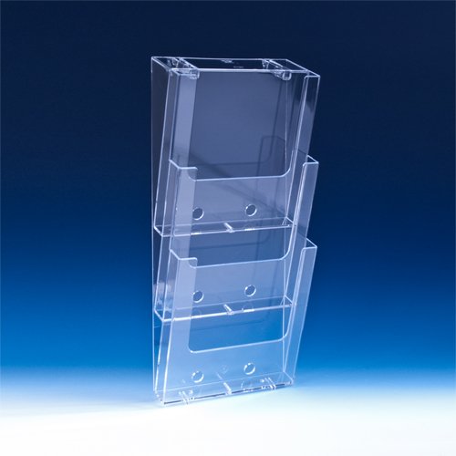 Taymar® Wandprospekthalter, DIN A4 (21×29,7cm), 3 Etagen, Transparent (Art.-Nr. LA-500)