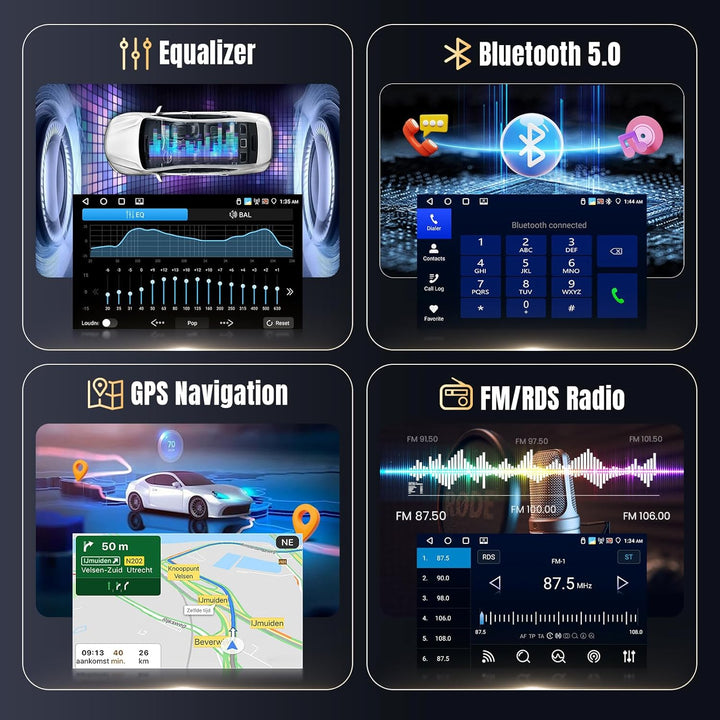 Podofo Carplay Autoradio Navi für Peugeot 308/408 2007-2013, Android 2G+64G HiFi, 9" Touchscreen And