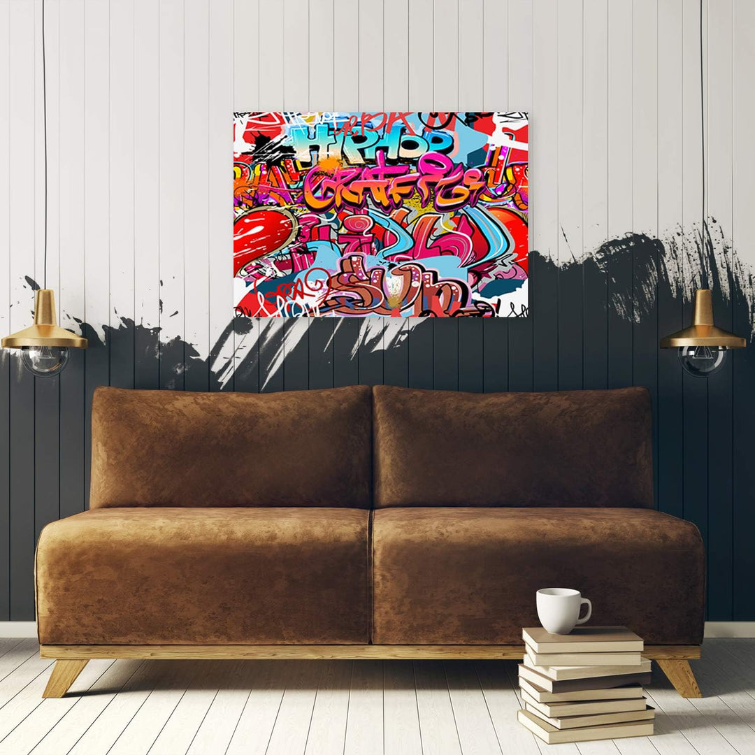 Leinwandbild XXL Street Art Wandbild Kunst abstrakt Rot 120x80 cm M14499 120x80 cm, M14499 120x80 cm