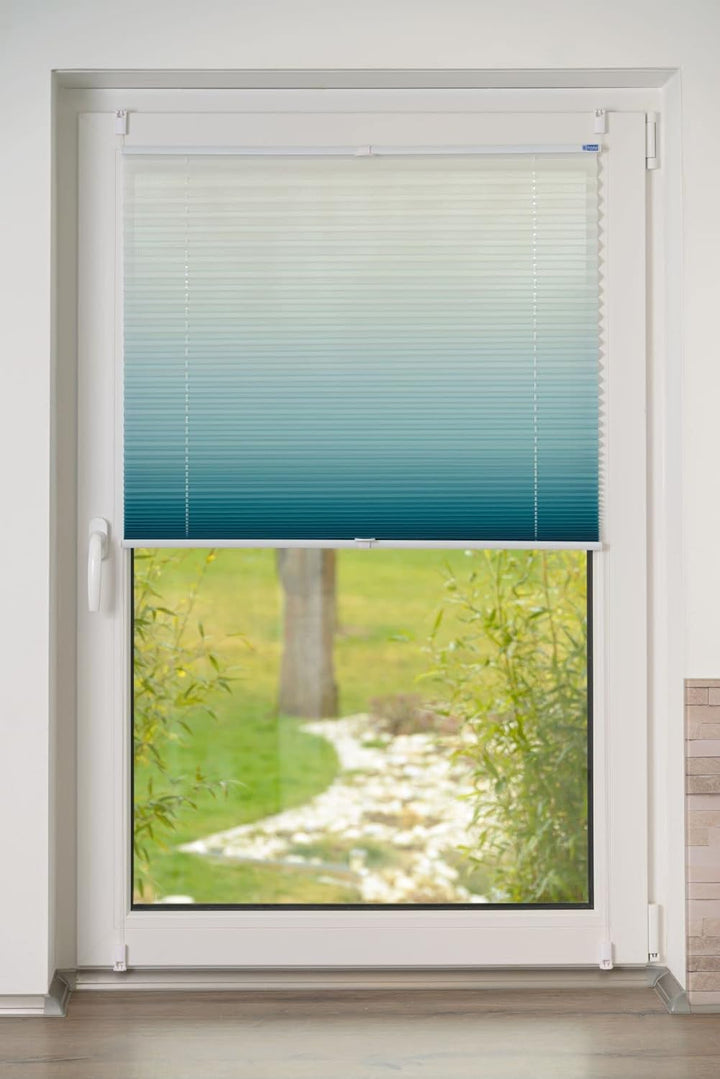 K-home Klemmfix-Plissee Farbverlauf, Polyester, Petrol, 55 x 210 cm 55 x 210 cm Petrol, 55 x 210 cm
