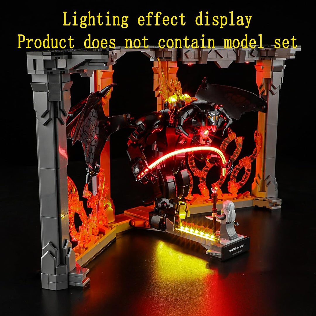 GEAMENT LED Licht-Set Kompatibel mit Lego Der Herr der Ringe Balrog Bücherstütze Icons 10367 Baustei