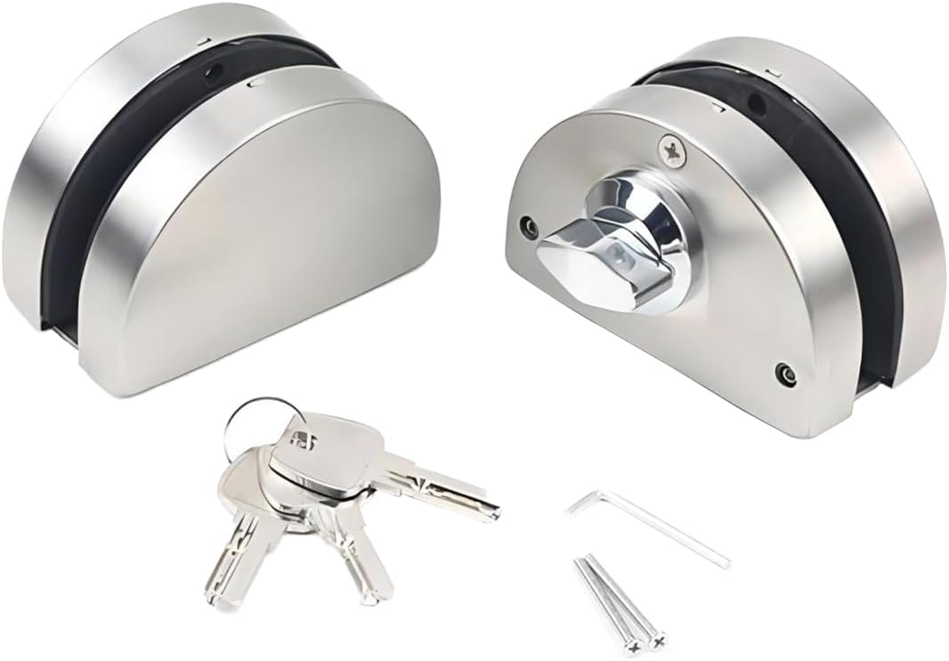 Qrity Edelstahl Glastürschloss mit Schlüssel Öffnen/Schliessen für 10-12 mm Glas Dickes Büro, Zuhaus