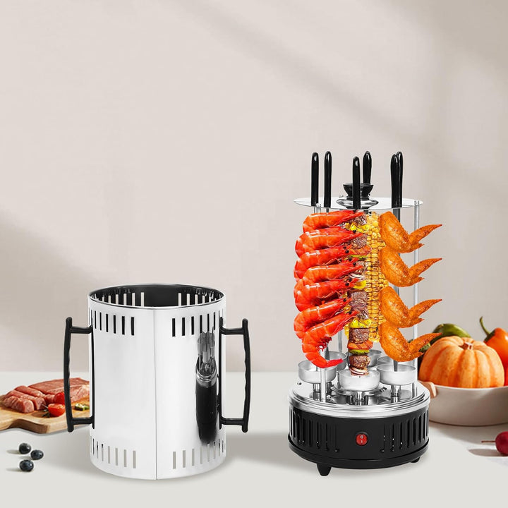 1000W Vertikaler Elektrogrill, Schaschlikgrill Tischgrill Dönergrill,Elektrischer Grill mit Spiesse